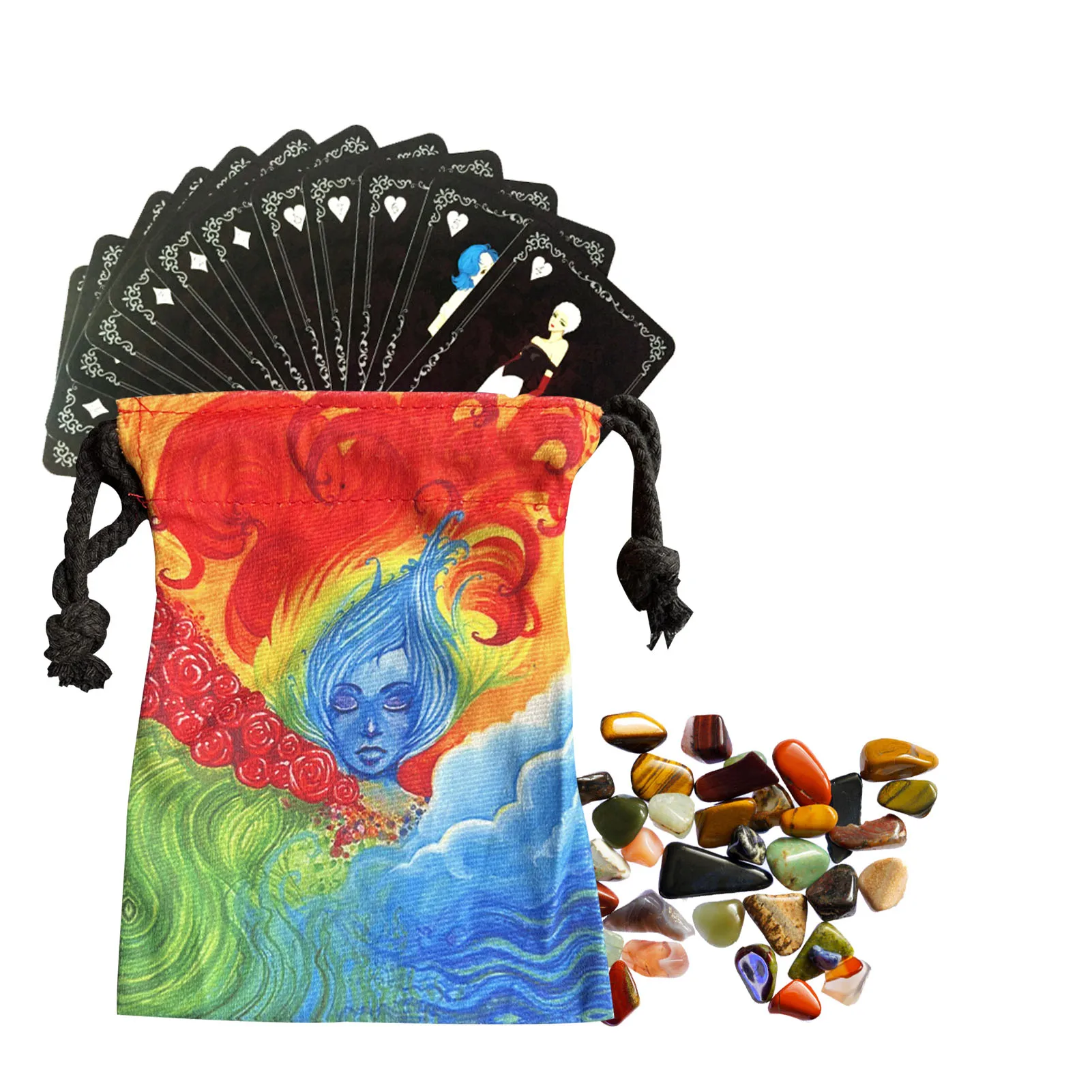

Composite Fleece Tarot Card Bag Stylish Tarot Card Dice Storage Bag Portable Jewelry Holder Bag For Tarot Oracle Cards 5.1x7.1
