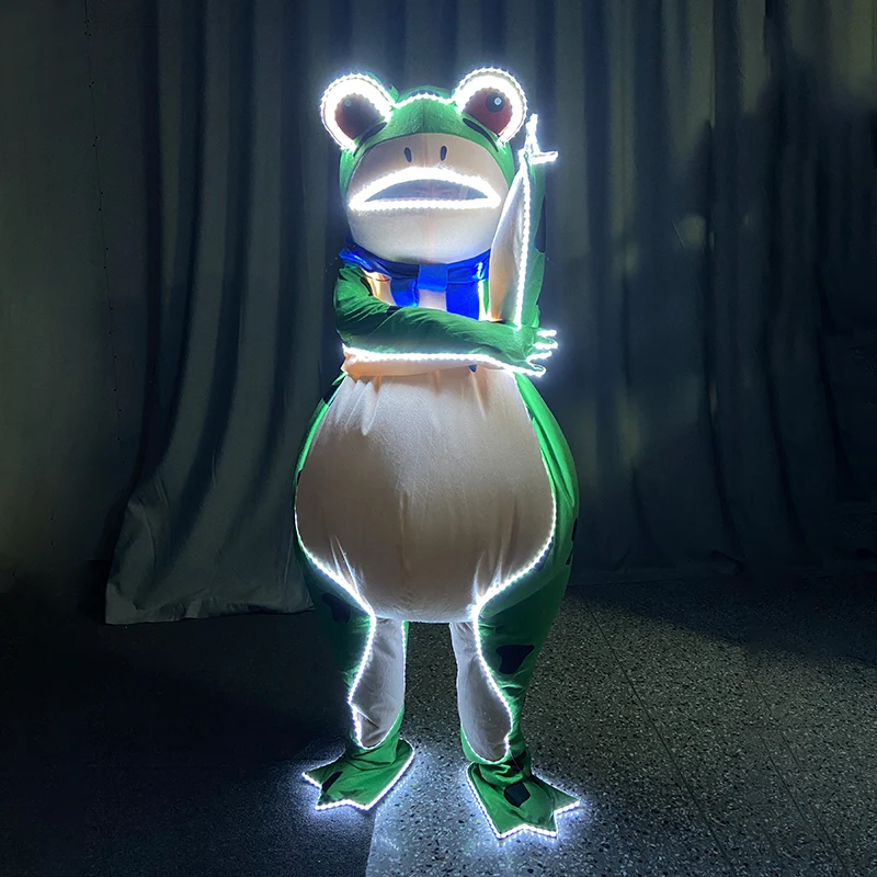 Светодиодный светящаяся лягушка кукольный костюм представление надувная для