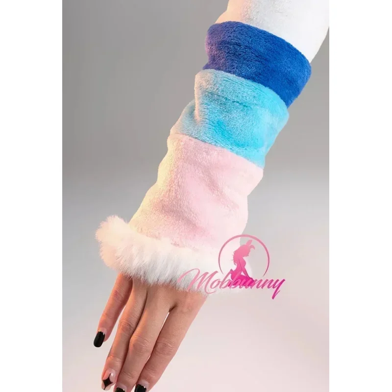 WAT Mobbunny PM Derivative Сексуальное пушистое боди с капюшоном Deep V Kawaii Цельный комбинезон