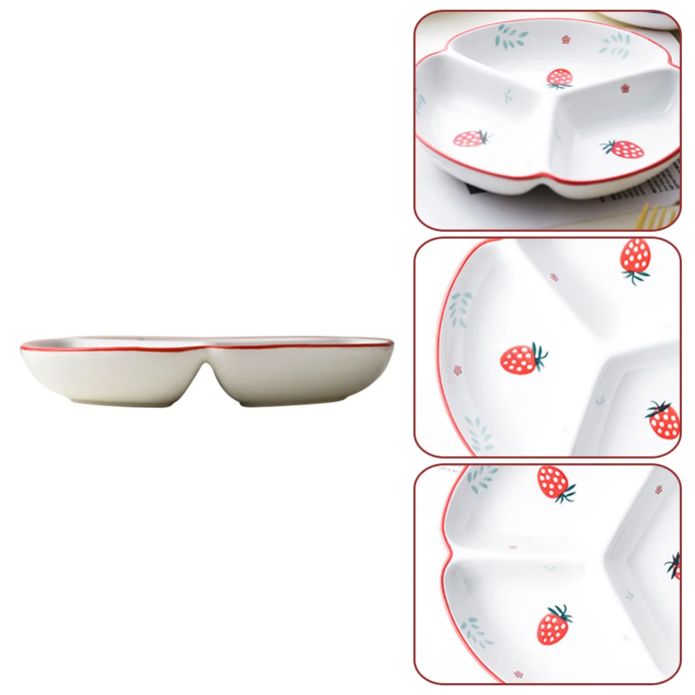 

Ceramic Grid Plate Ceramic Tray Toddlers Plate Fruit Dish Diet Control Plate Ceramics Baby Feeding Bowl Child