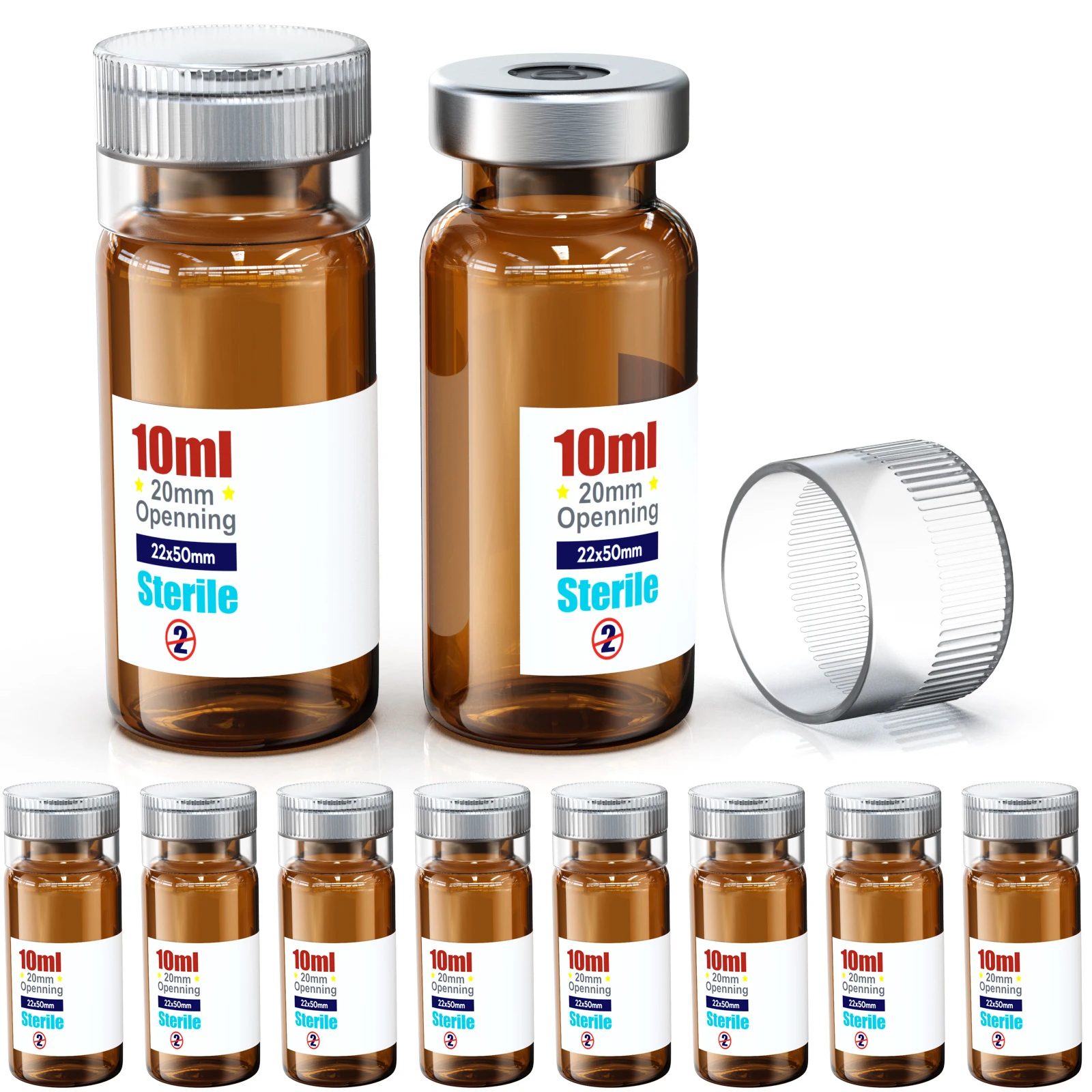 

Стеклянные пустые флаконы KSTEK янтарные 13/20 мм