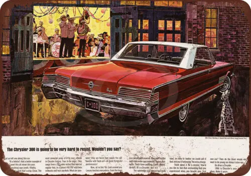 1966 Chrysler 300 Репродукция в винтажном стиле металлический знак 8 x 12