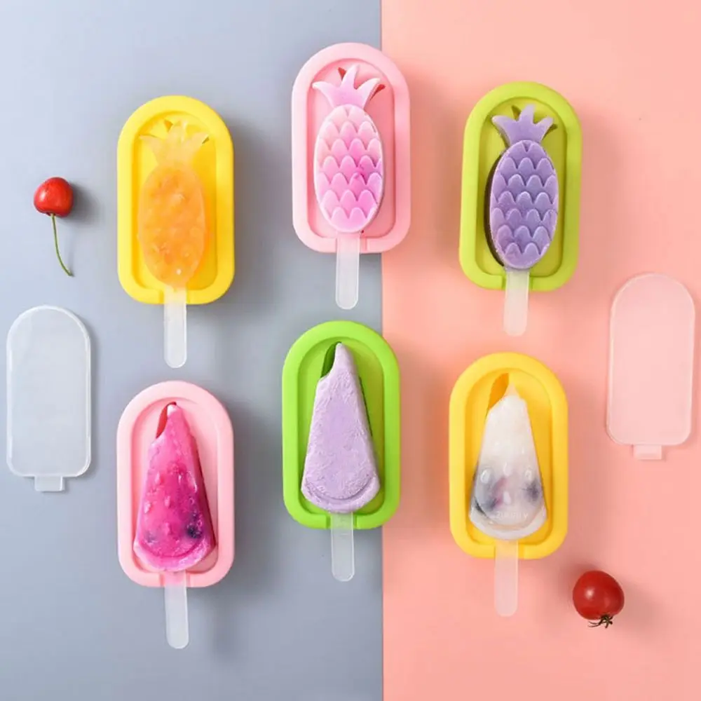

Cute Dessert Tools with Lids and Sticks Pineapple Fruits Ice Cream Mold Ice Tray Popsicle Mould Ice Pop Maker