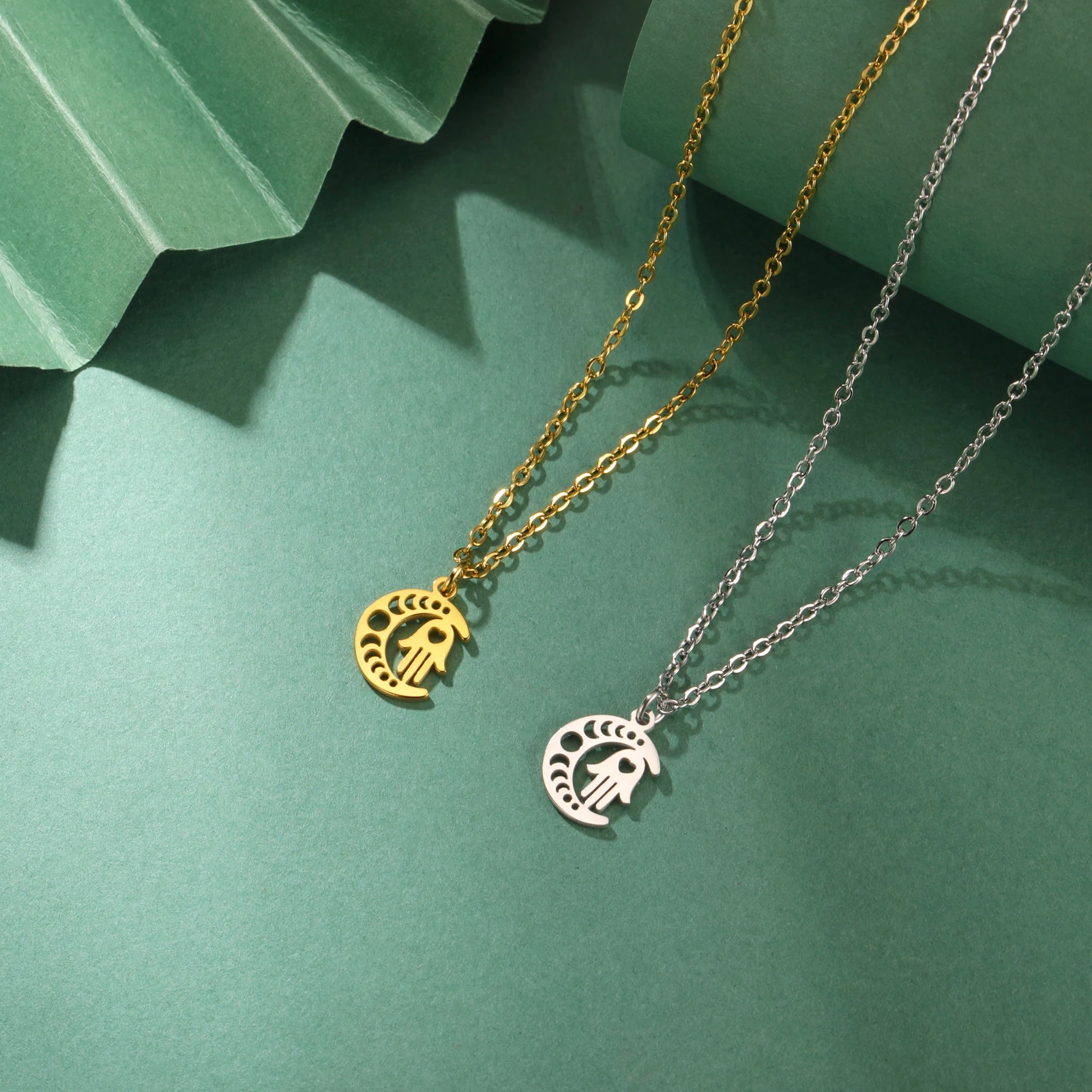 Ожерелье С Подвеской Moon Fatima Из Нержавеющей Стали Исламский Символ Ювелирные