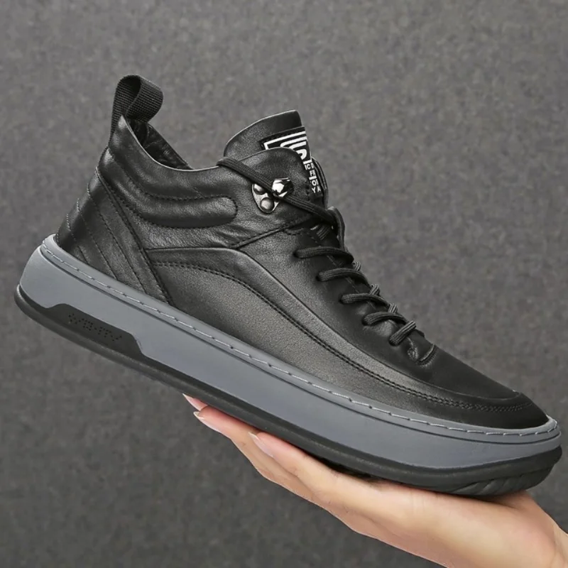 

Новые весенне-осенние высокие ботинки на толстой подошве кожаная повседневная обувь мужские зимние ботинки с подкладкой