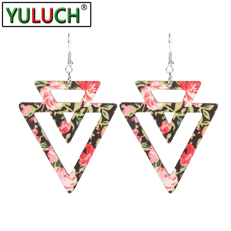

New2022 Korean Fashion Women Wood Earrings Luxury Female Stick Cloth Geometry Triangle Dangle Earrings Pendientes Mujer Kolczyki
