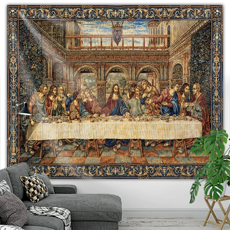 

The Last Supper Tapestry Christ Resurrection Jesus Easter Wall Art Room Decor Christmas Decoration Large Fabric Vintage Blankets