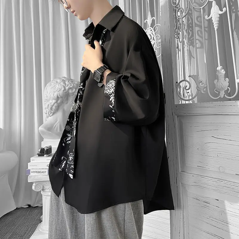 EOENKKY/Half Sleeve Men Solid Shirts Summer Casual Oversize Blouses Dark Green Fashion Male Cardigan Vintage Korean Clothing