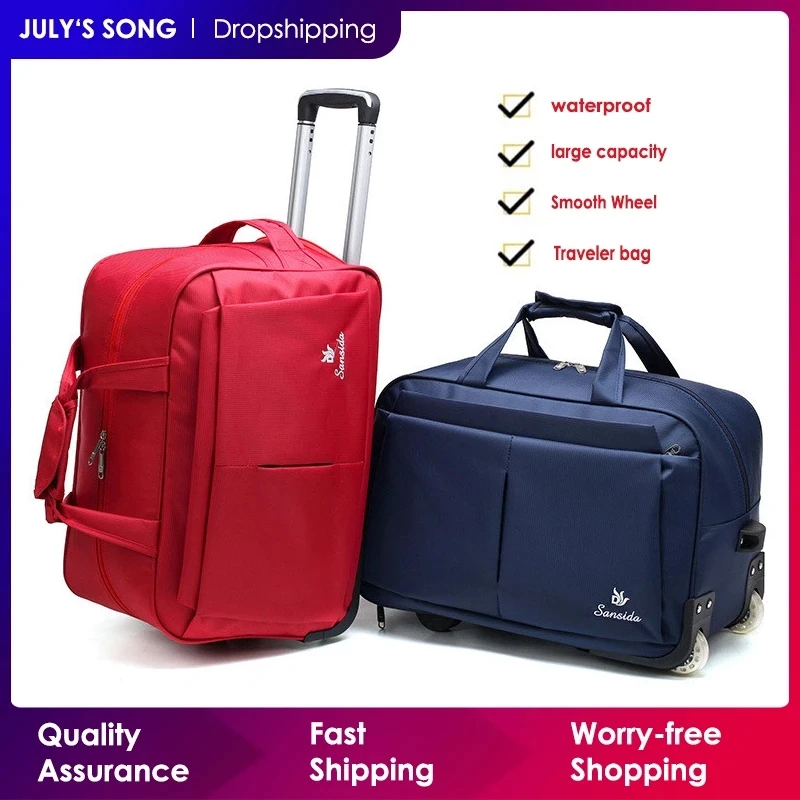 

Luggage Trolley Bag Large Capacity Travel Bag with Wheels for Women Men Travel Suitcase Duffle Carry on Luggage Bag