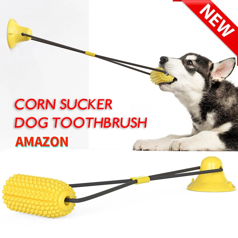

Dog Interactive Toy Elastic Cord Corn Ball Toy Pet Teeth Cleaning Chewing Dog Push Ball Dog Toothbrush Dog Supplies