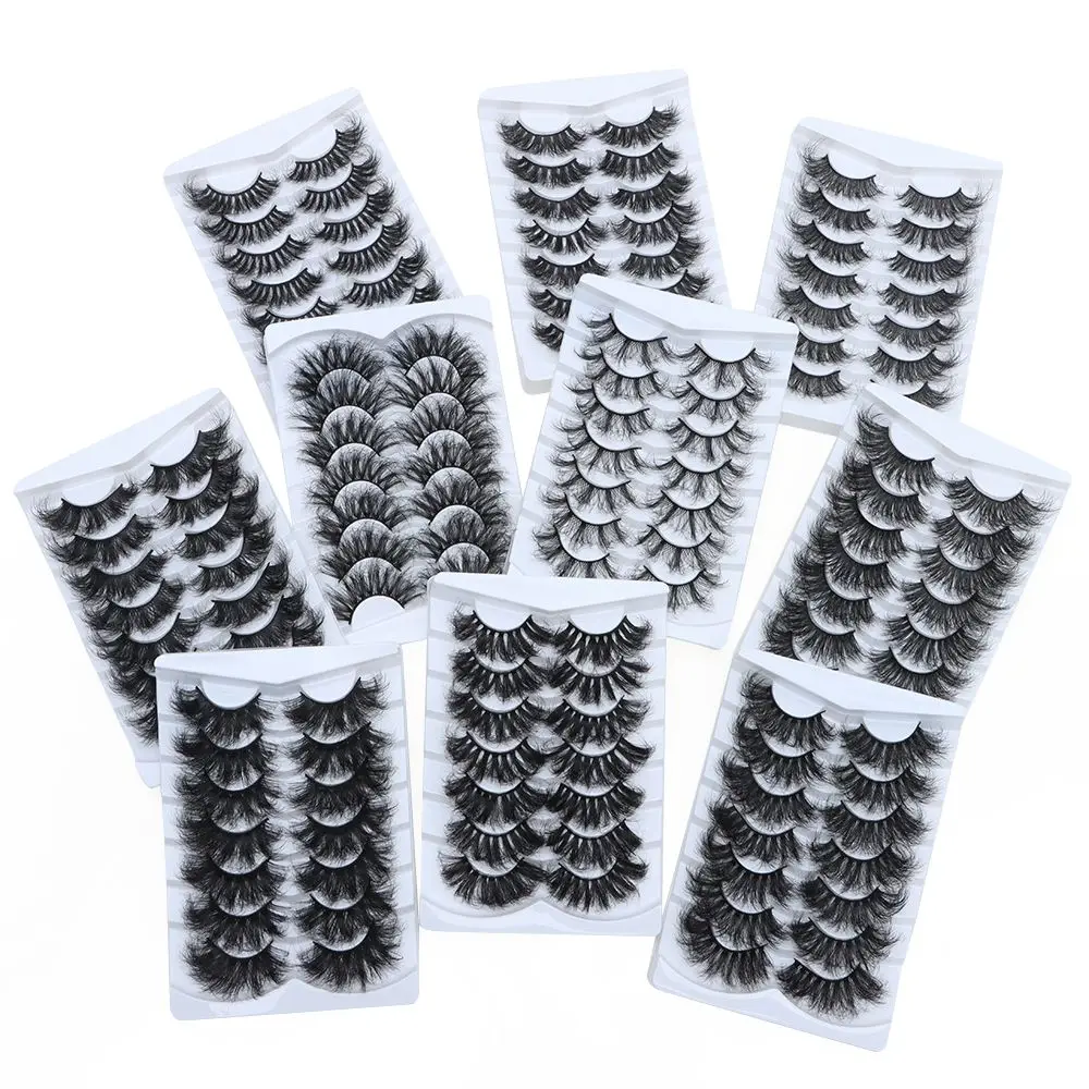 

SKONHED 7 пар Накладные ресницы из искусственной норки, натуральные длинные пушистые ресницы для наращивания ручной работы, многоразовые