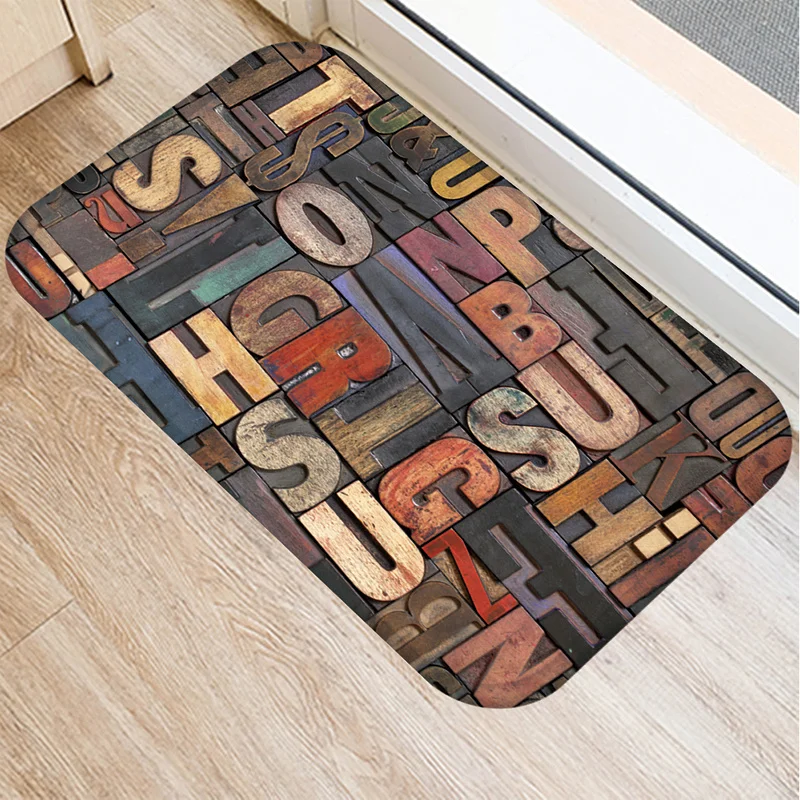 

Wood Stone Pattern Bath Kitchen Entrance Door Mat Coral Velvet Carpet Doormat Indoor Floor Mats Anti-Slip Rug Home Decor 48026