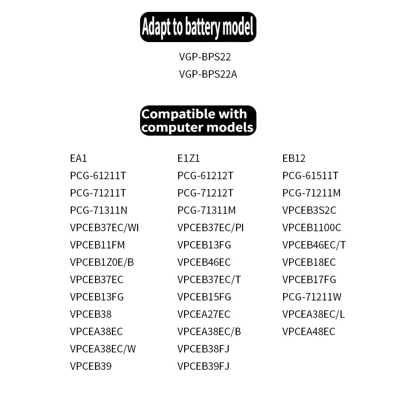 11 1 В 4400 мАч аккумулятор для ноутбука BPS22 SONY VAIO VGP-BPS22 VGP-BPL22 VGP-BPS22A VGP-BPS22/A VPC-EB3 VPC-EB33