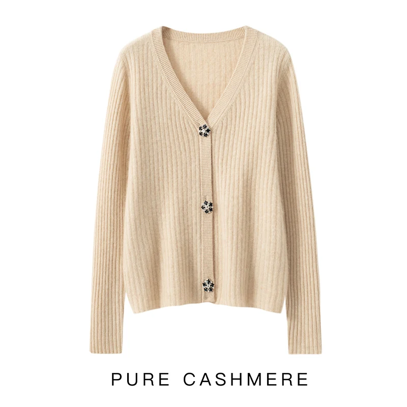 2022 Women's Autumn/Winter New V-neck Cardigan Fashion Versatile Cashmere Sweater Loose And Comfortable Pull Out A Sweater Top enlarge