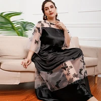 2022 plus size robe fall womens french court style plus size mesh panel lace organza party elegant dress office ladies