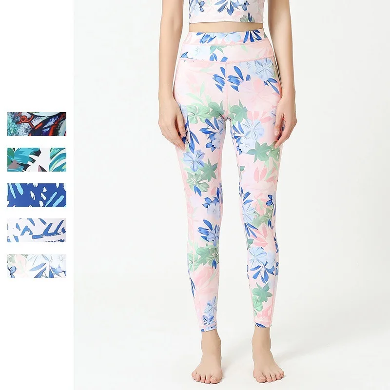 Женские спортивные Леггинсы Cloud Hide с цветочным узором для тренажерного зала йоги