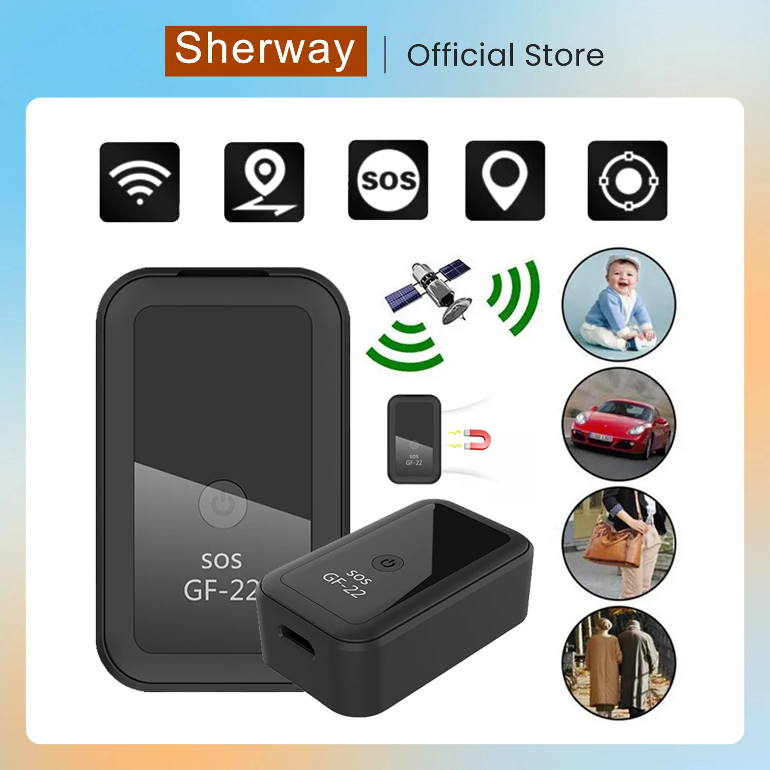 

Sherway GF22 Magnetic GPS Tracker Device Voice Control Anti-Lost Device Locator Mini Precise Positioning Mini Tracking Locator