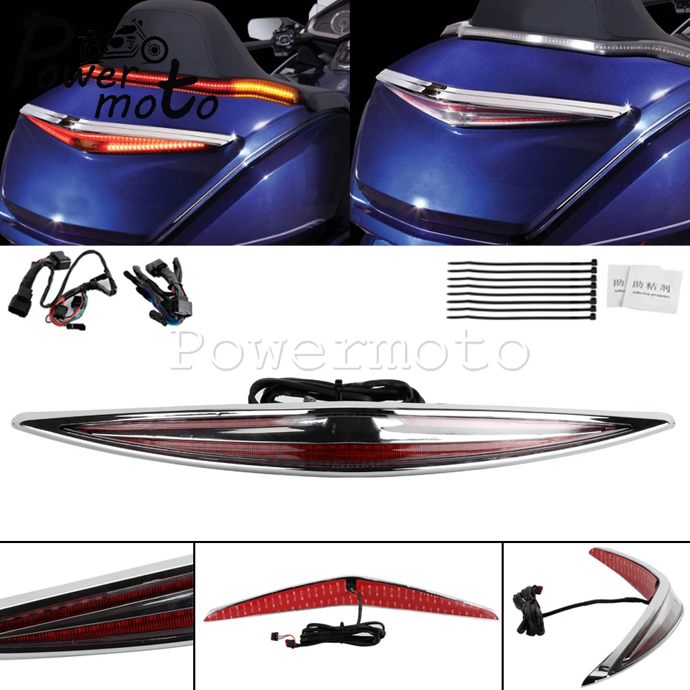 

Новый светодиодный рулевой фонарь для багажника мотоцикла и багажа, красный задний стоп-сигнал, сигнал поворота для Honda Goldwing 1800 GL1800 2018 2019 2020 ...