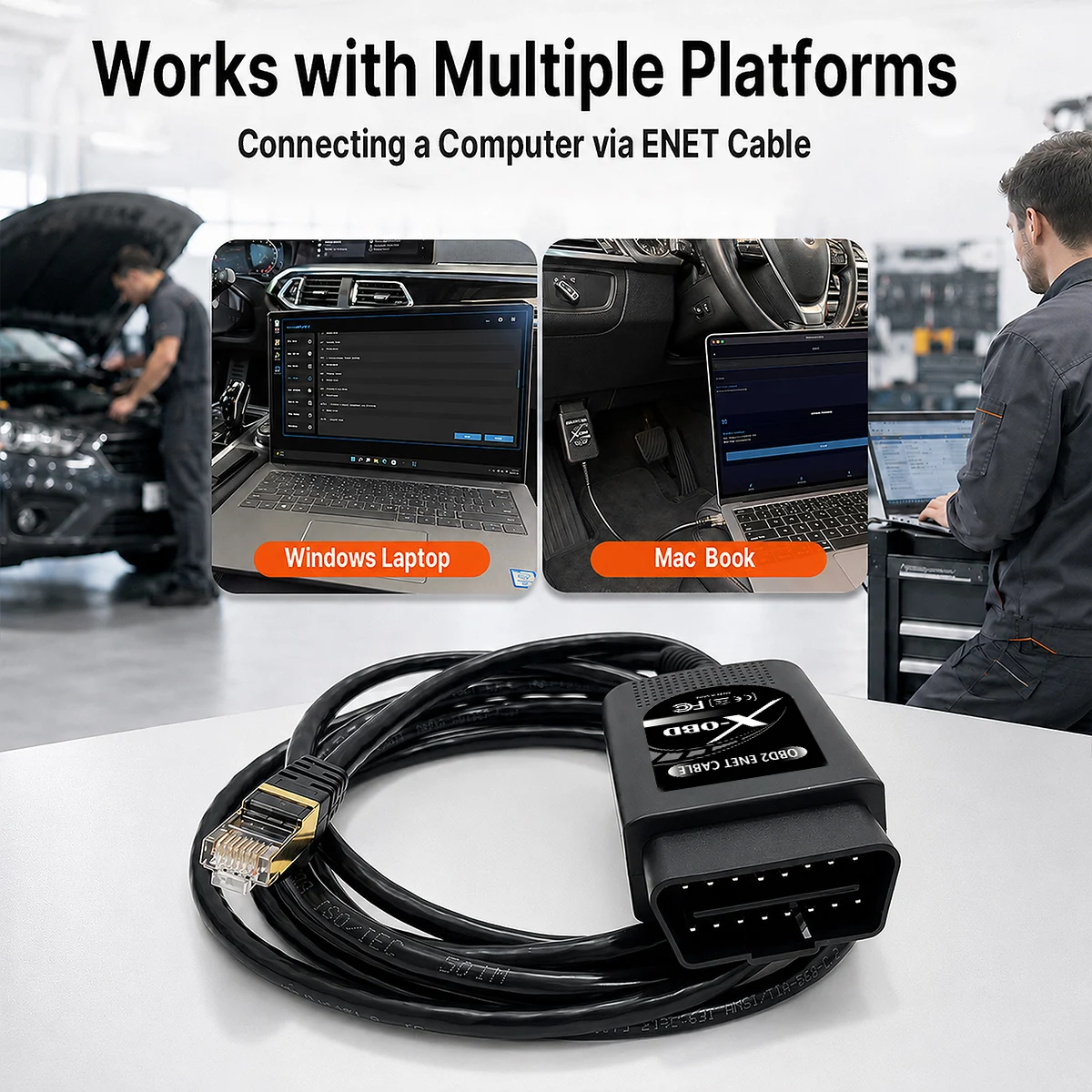 Фото Диагностический кабель OBD2 ENET 2 м для BMW F/G серии – инструмент для кодирования E-SYS ISTA Bimmercode Bootmod3 – с жилами из чистой меди №3
