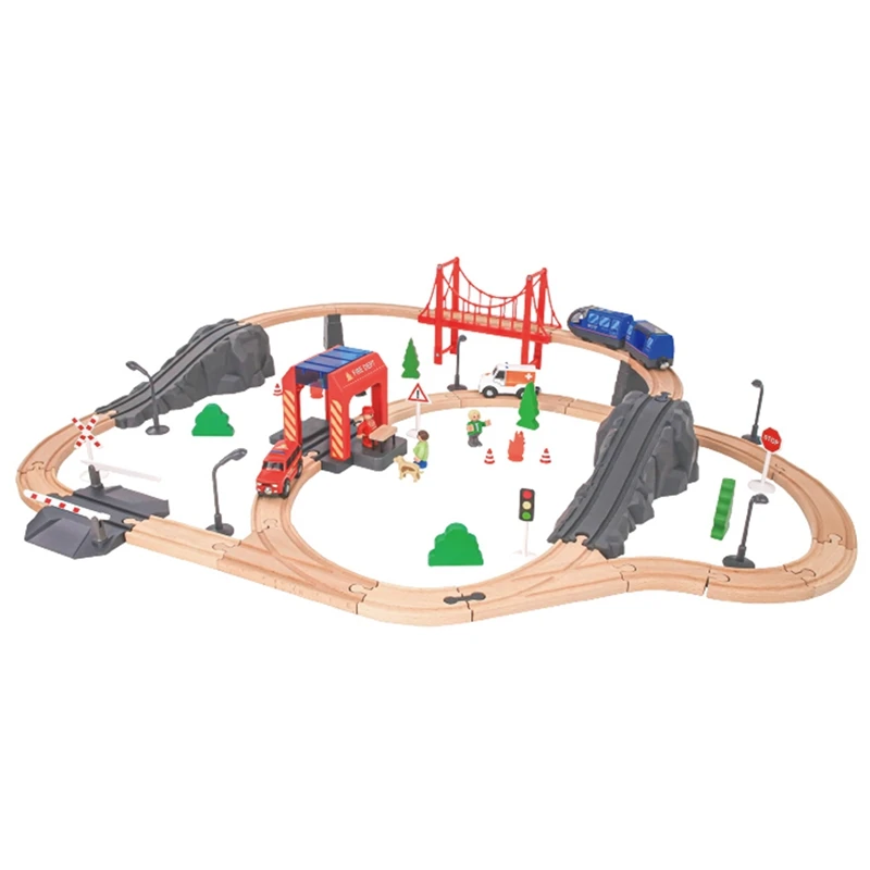 

Wooden Track Train Set Wooden Railway Car Educational Puzzle Toys Compatible Brand Wooden Track Toys For Boy Gifts
