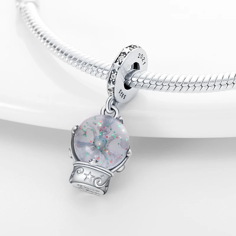 

Silver Color Snowflake Music Ball Charm Bead ​Fit Original Pandach Bracelet women plata de ley Color pendant bead diy jewelry
