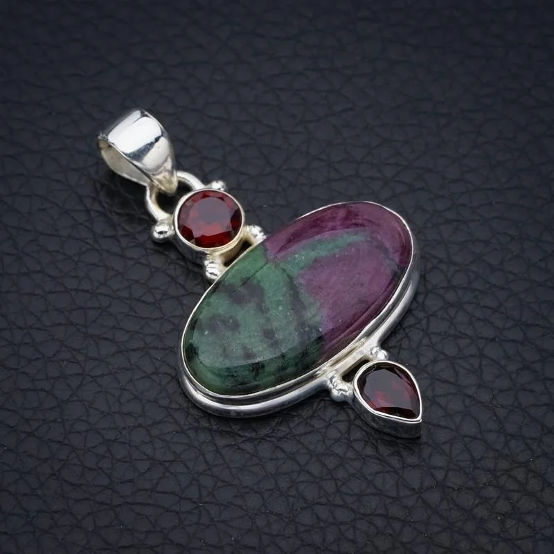 

StarGems Zoisite GarnetHandmade 925 Sterling Silver Pendant 1.75" F4618