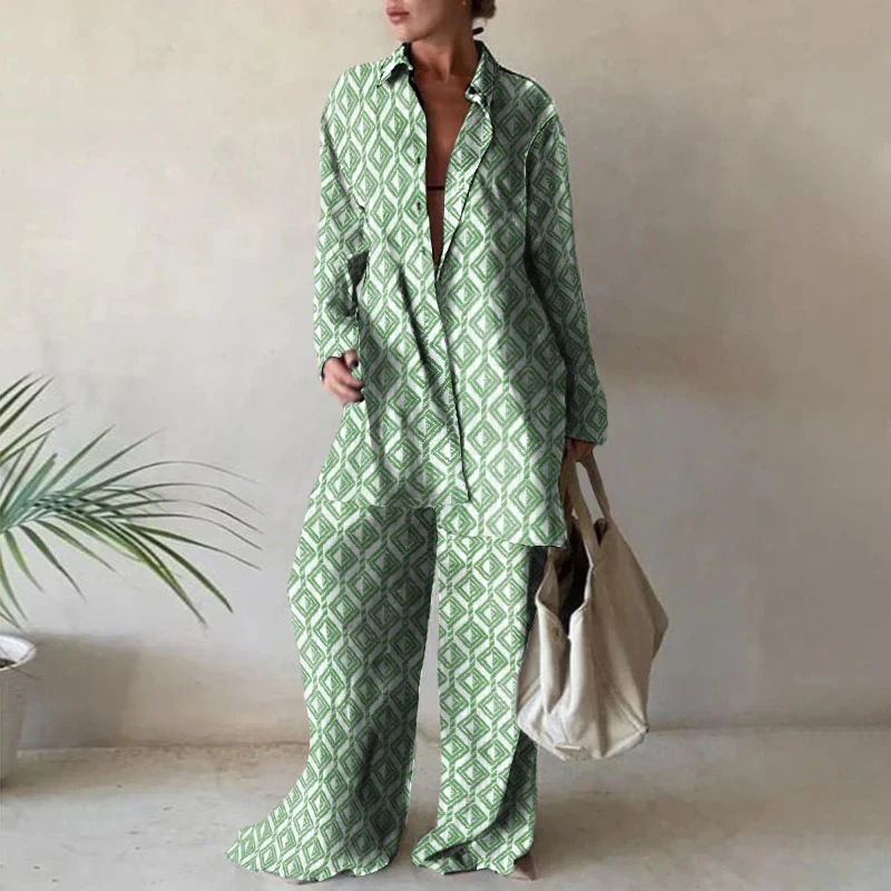 Женский офисный повседневный костюм с лацканами свободная блузка длинным