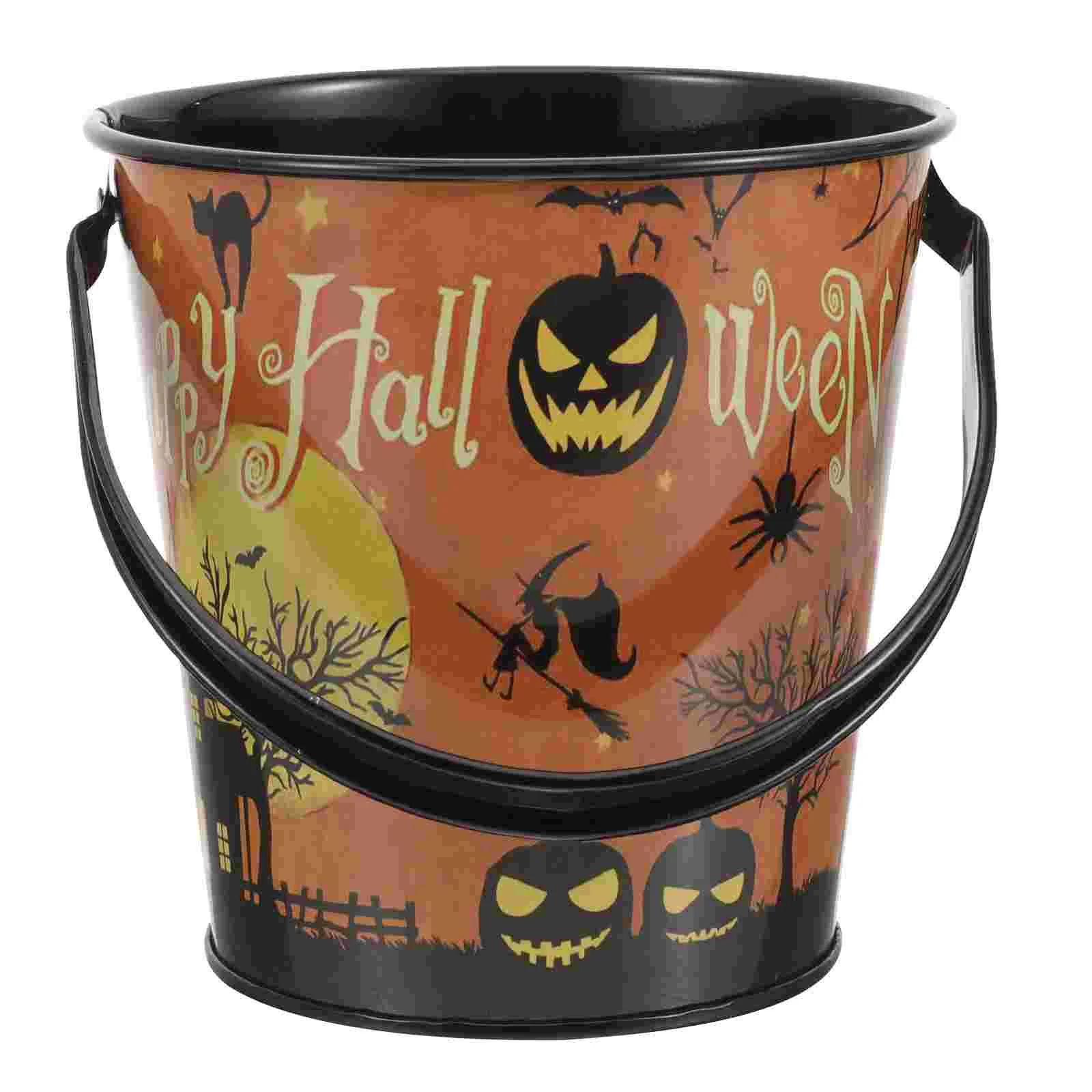 

Decorative Candy Bucket Handheld Container Ghost Jar Metal Buckets Party Small Favors Halloween