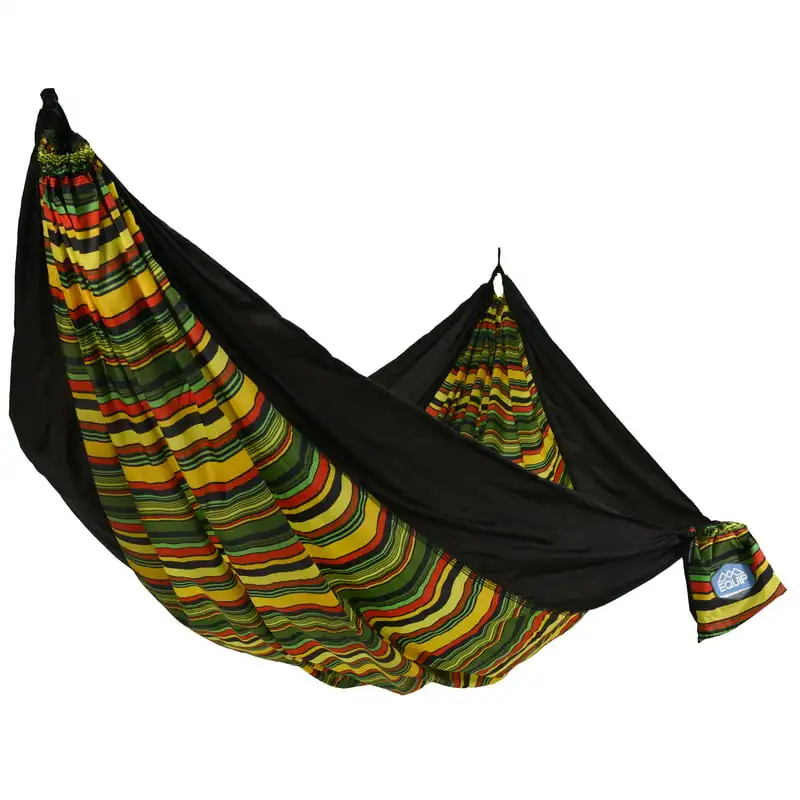 

Portable Nylon Camping Travel Hammock, 1 Person, Size 116" L x 59" W Black Multi