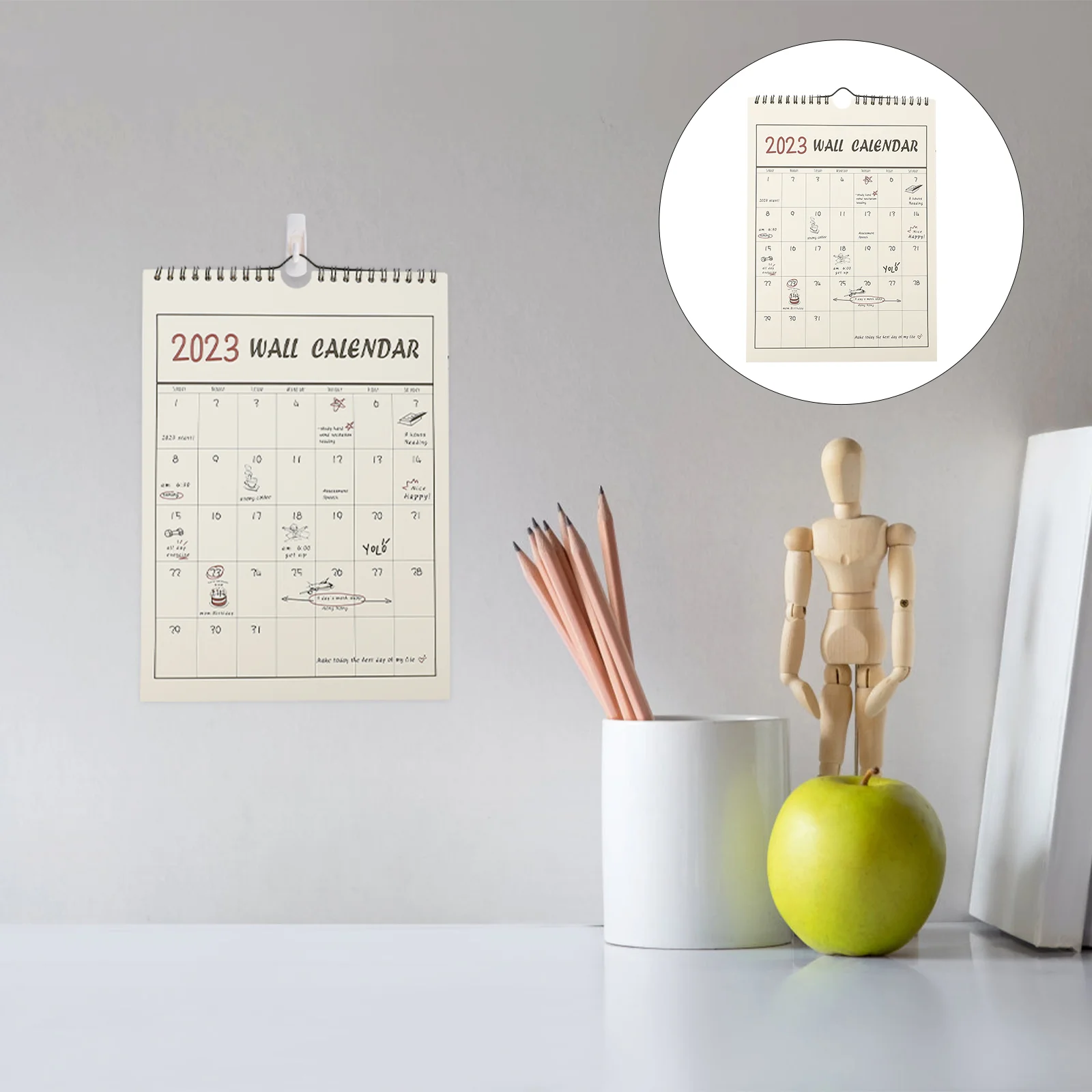 

2023 настенный календарь, декоративные крючки для расписания, бумажный креативный ежемесячный офисный планировщик, подвесное украшение
