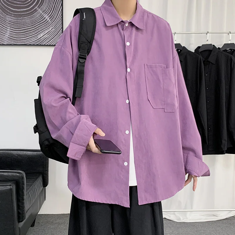 

Men's Shirts Nice Harajuku Men Casual Long Sleeve Shirt Tops Streetwear Man Oversized Blouse Men
