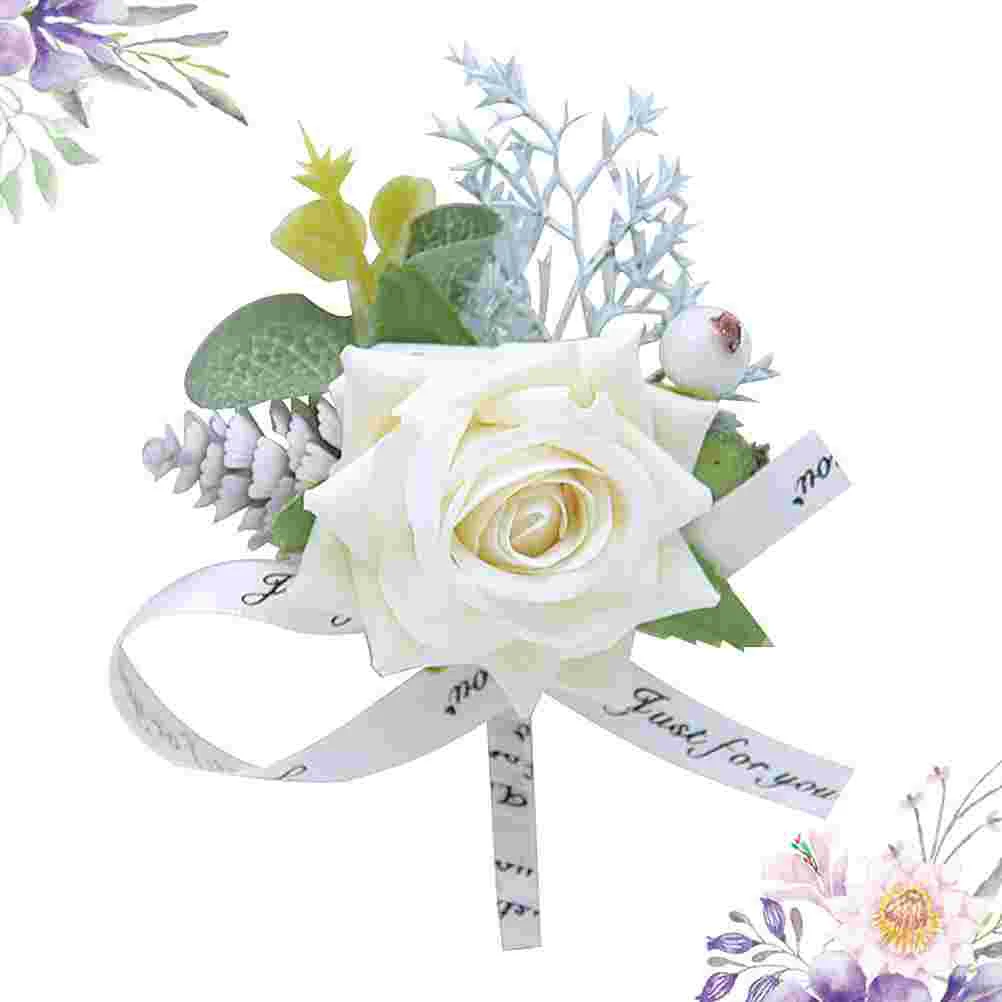 

1Pc Rose Corsage Chic Nice Bowknot Wrist Flower Wedding Brooch Artificial Flower