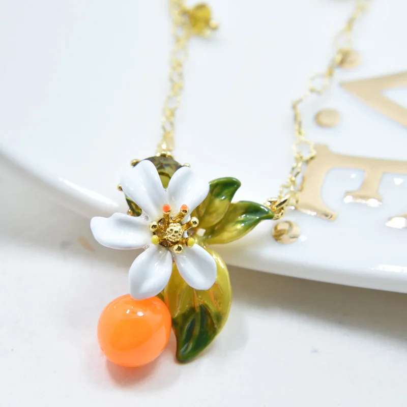 Новый эмалированный браслет ручной работы в стиле Прованса с оранжевыми цветами