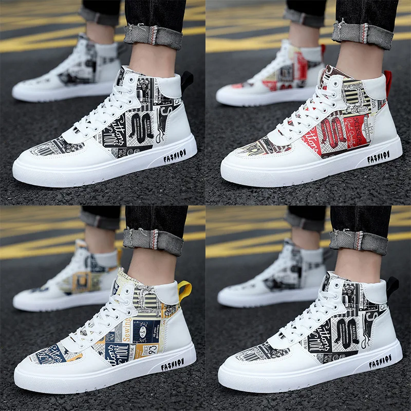 

2022 Trendy High Top Men Sneakers Graffiti Style Autumn Student Men Shoes Punk Street Casual Shoes Tenis Shoes Zapatillas Hombre