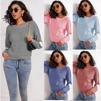 patchwork casual plus size crew neck knit spring autumn winter sweater pullover