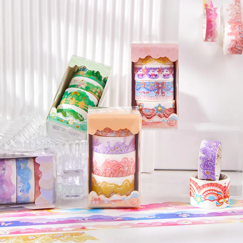 

4 Rolls/Set Assorted Cute Scene Washi Tape Handmade Supplies Aesthetic Scrapbooking Diary Planner Decor Sketchbook For School