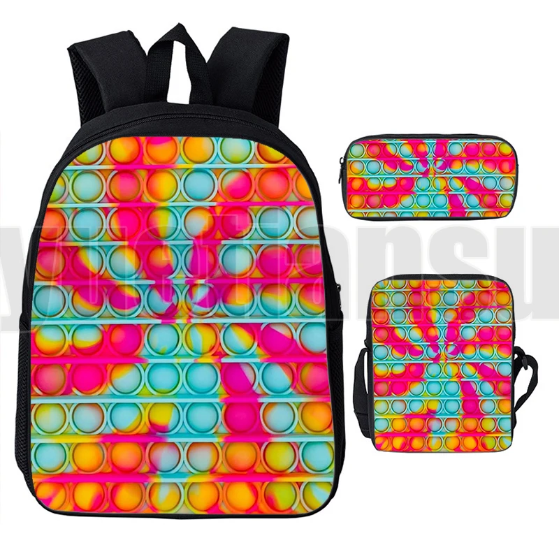 Карамельные цвета, рюкзак с 3D принтом POP, 3 шт./компл., детские школьные сумки для студентов, 12 дюймов, холщовые женские и мужские дорожные сумк...