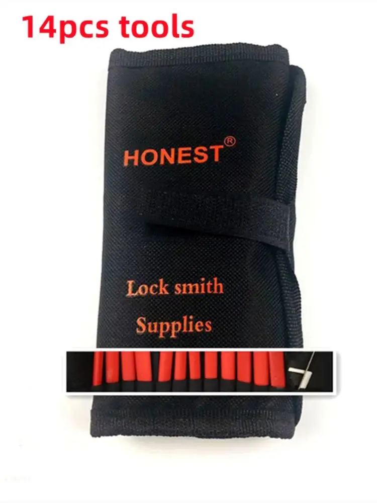 

14 шт., стройные красные слесарные инструменты, набор инструментов Honest RED Lock с красной ручкой, профессиональный натяжной ключ, инструмент