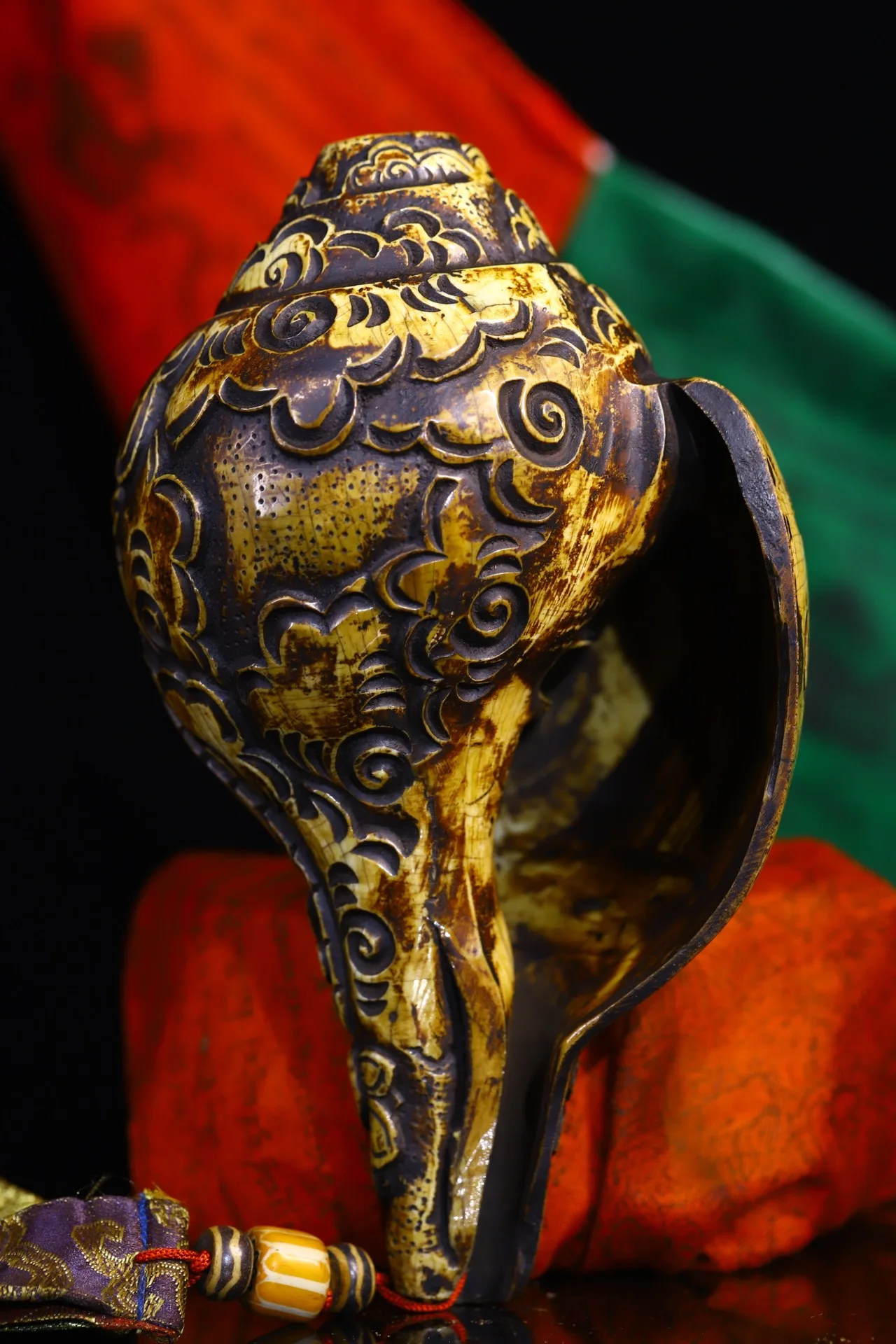 8-дюймовая коллекция тибетского храма старая натуральная раковина киноварь DAKINI