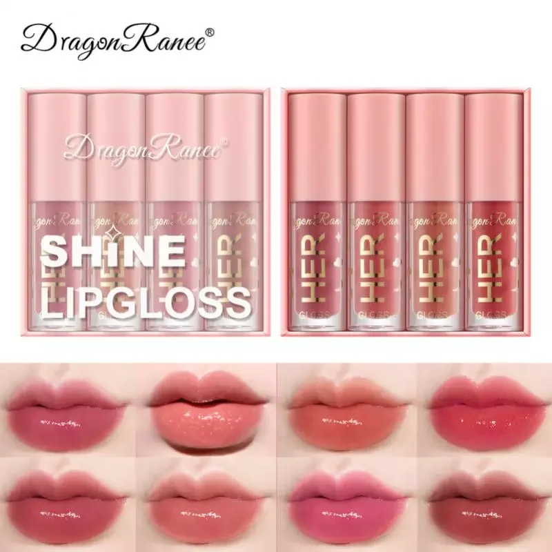 

NEW 4psc Lip Glaze Set Lip Plumper Moisturizer Long Lasting Glitter Lip Tint Liquid Lipstick Makeup Lip Oil Korean Cosmetics