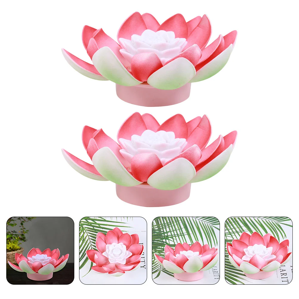 

2Pcs Lotus Lights Home Lights Decor Buddhism Lotus Lights Creative Lamps Without Battery