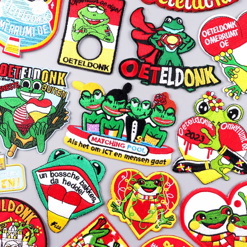 

Dutch Carnival Eindhoven Oeteldonk Emblem Embroidery Patch Iron On Patches For Clothing Frog Carnival For Netherland Patch Badge