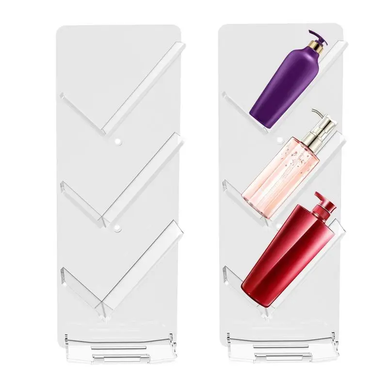 

Акриловые полки-органайзеры для ванной комнаты, прозрачные настенные полки, держатель для шампуня, душевой ванны, хранение аксессуаров для шампуня