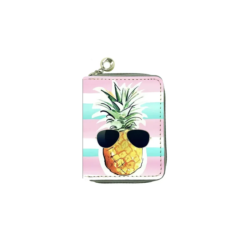 New European and American Fruit Pineapple PU Wallet Short Children's Bag Student Women's Zipper Bag Zero Wallet