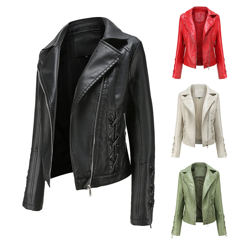 

Куртка женская из искусственной кожи, Модный облегающий короткий Байкерский пиджак на молнии с длинным рукавом, уличная одежда, верхняя оде...