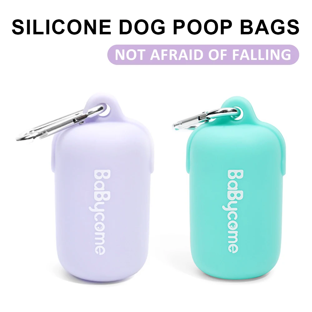 Dog Poop Bags Dispenser Holder with Carabiner Travel Outdoor Pet Waste Pick Up Silicone Accessories Eco Friendly Products Goods