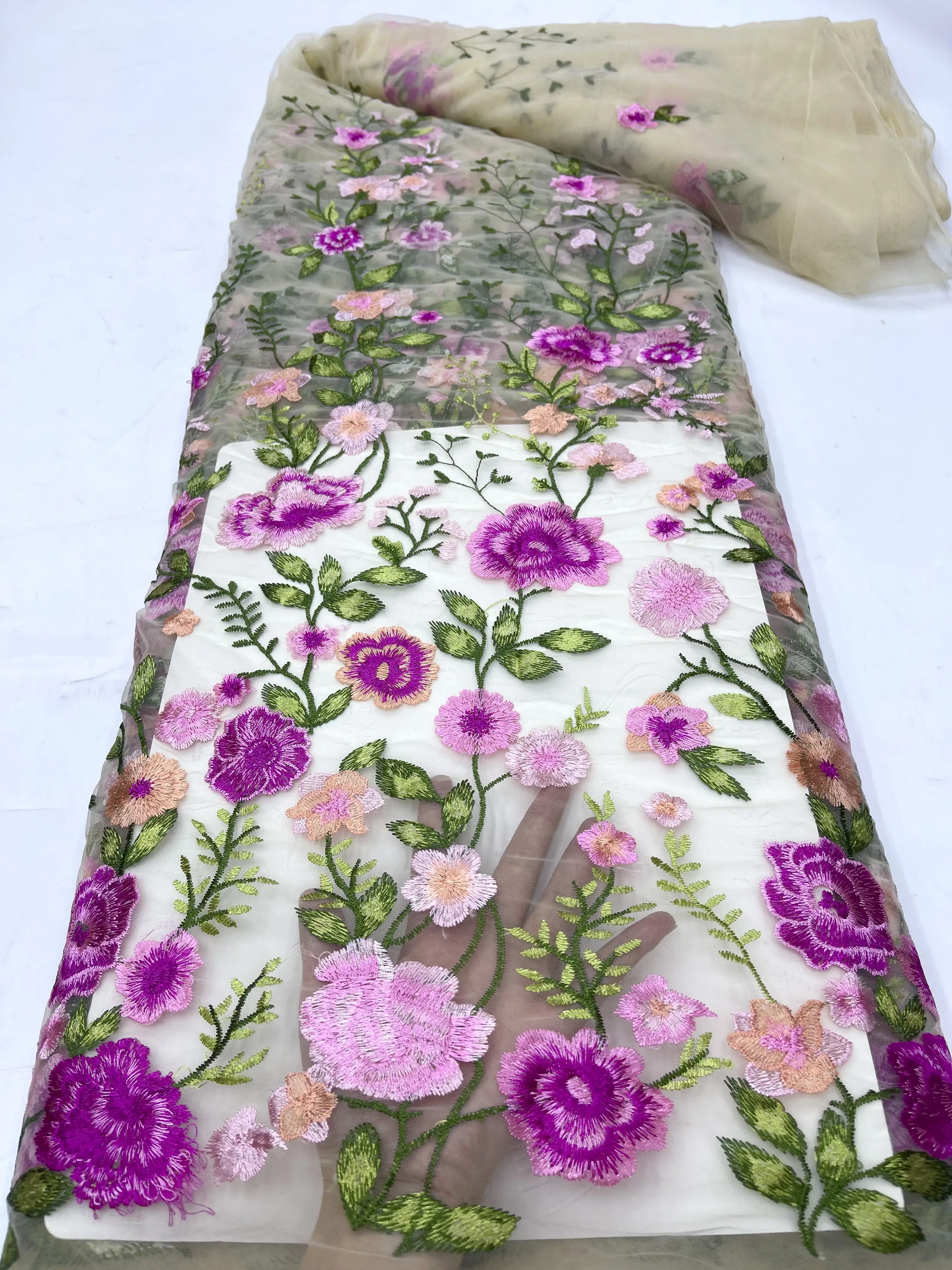 Красочная 3D французская Тюль Sari 2024 Высококачественная Фата Дубай Нигерия