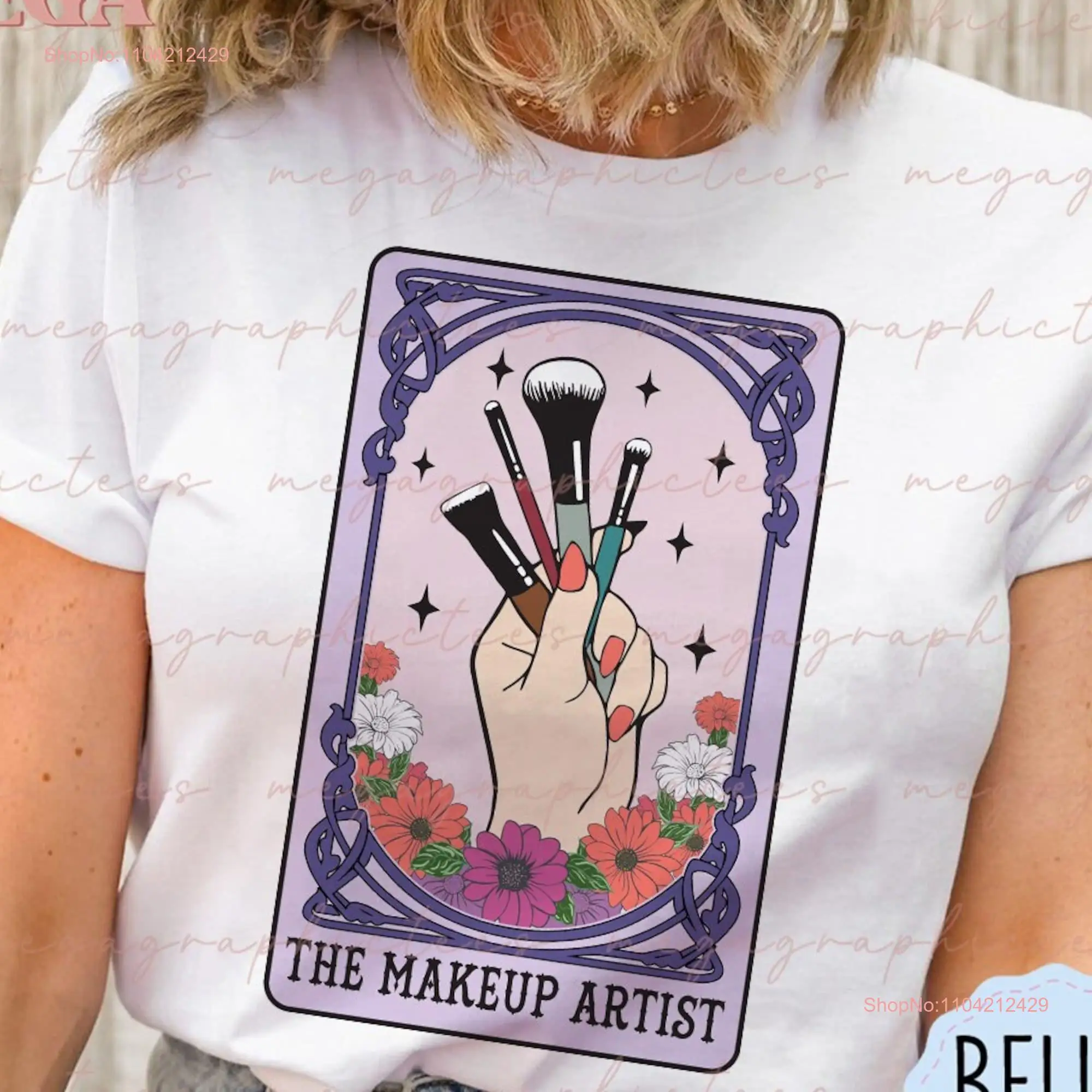 Makeup Artist Tarot Card T Shirt for Esthetician Make Up Cosmetologist 001261 long or short sleeves