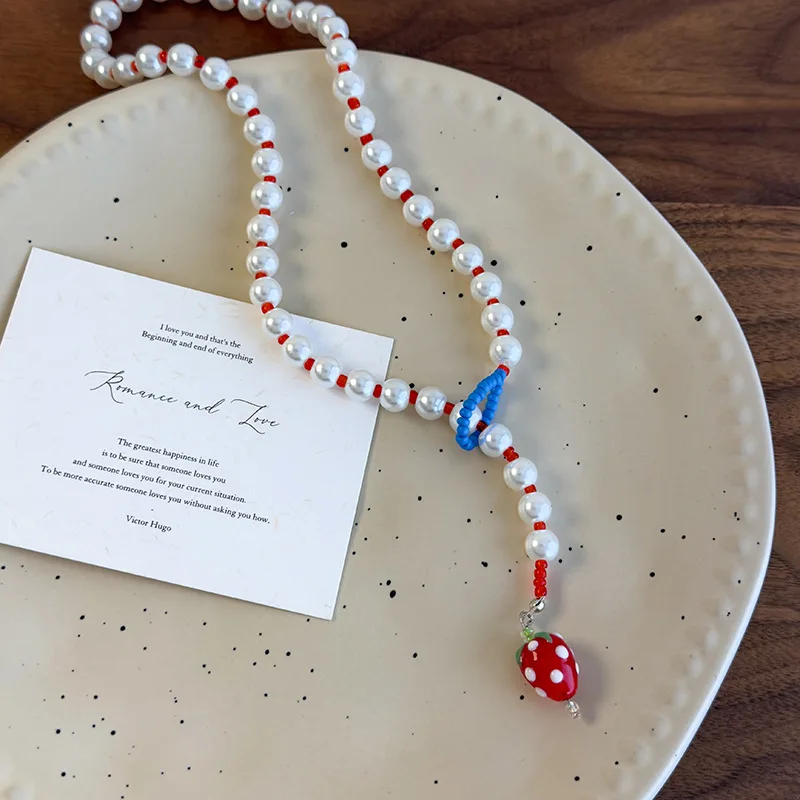 Minar забавные красные смоляные стеклянные бусины с клубникой и фруктами имитация