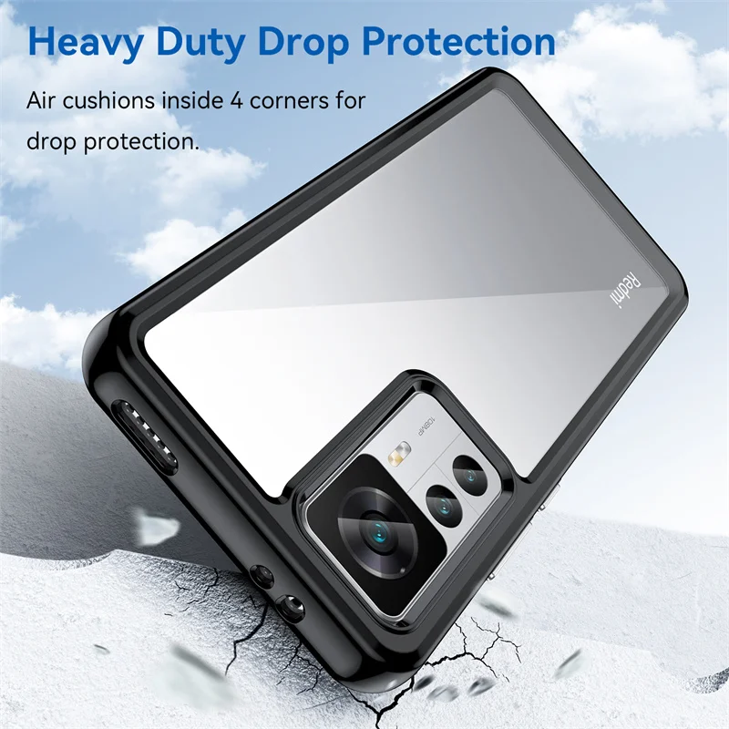 For Xiaomi 12T Clear Case For Xiaomi Mi 12T Cover Coque Hard Translucent Shockproof Phone Bumper For Xiaomi 12T